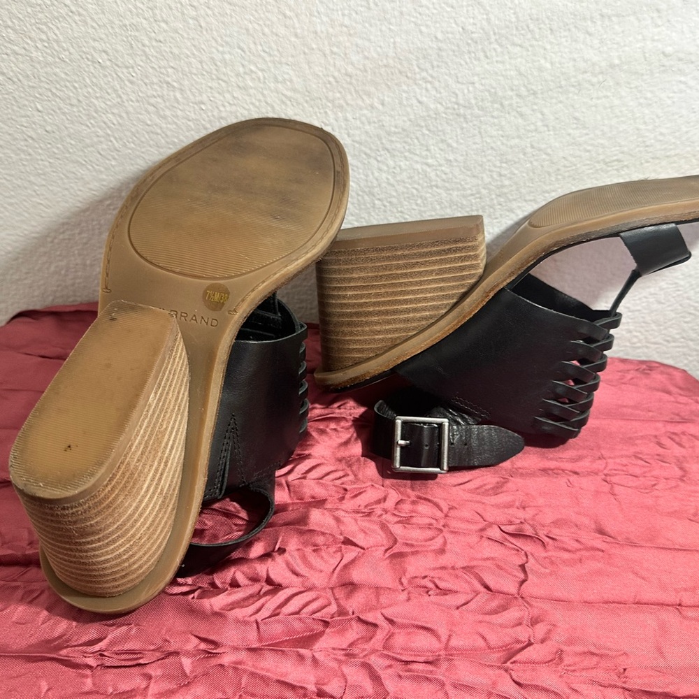 LUCKY BRAND🍀 - Black Leather Woven Wedge Sandals / huaraches - Picture 4 of 6
